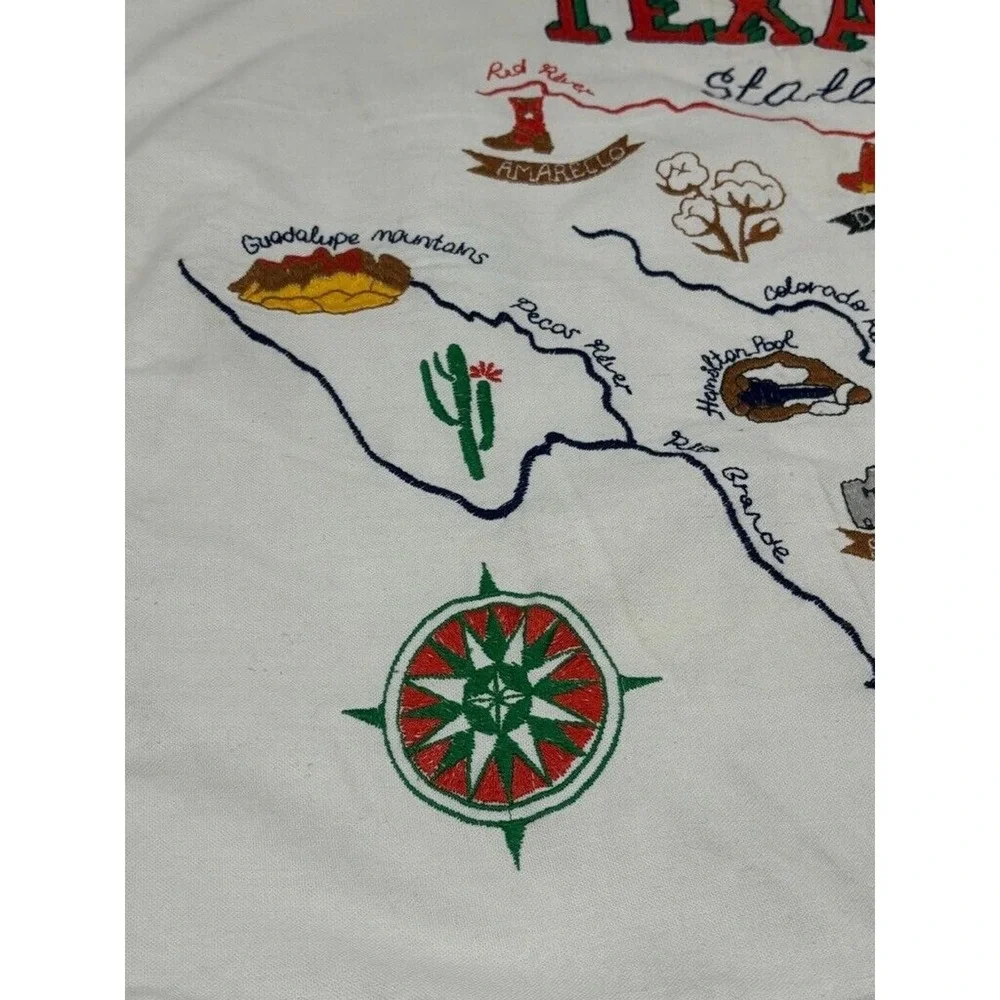 Texas State‎ Map Pillow Cover Embroidered Alamo Pecos River Boot Western
